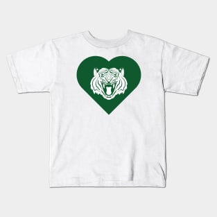 Tiger Mascot Cares Green Kids T-Shirt